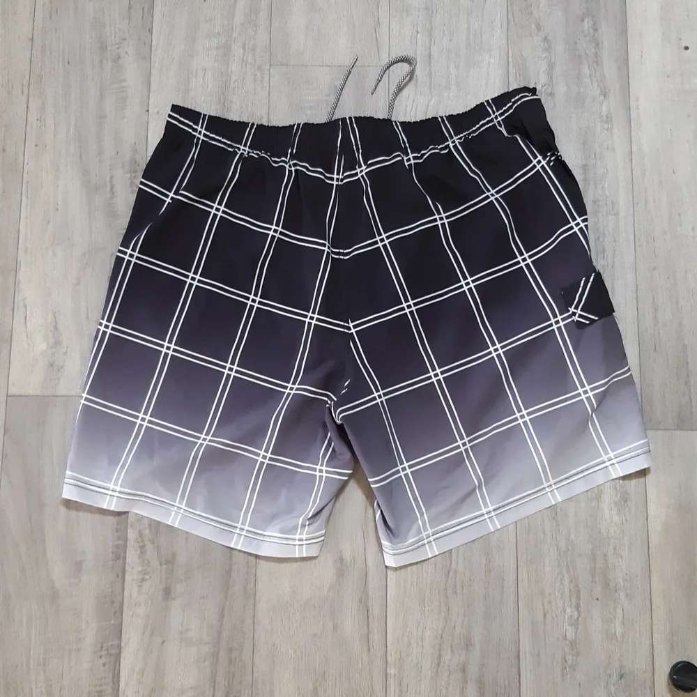 Mens Swimwear Tie waist Print black white grid 2XL 44/46 GEORGE Pool swim Shorts